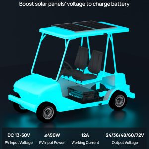 ECO-WORTHY 12A Boost MPPT Solar Charge Controller Solar Panel Regulator for 48V/60V/72V Lead-Acid, LiFePO4, Gel, Flooded Batteries .etc in Golf Cart Electric Vehicles and Solar System