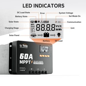 LiTime MPPT Solar Charge Controller (Bluetooth) - Solar Panel Regulator -150V, 60Amp, 12/24/36/48Volt for LiFePO4 and Lead-Acid Battery in Solar System