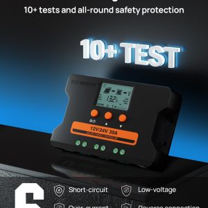 ECO-WORTHY Solar Charge Controller 30A with Bluetooth,WiFi, APP Remote Connection, Solar Panel Custom Battery Regulator, Dual USB Port Auto 12V/24V PWM for FLD/LiFePO4/SLD/GEL RV Solar System