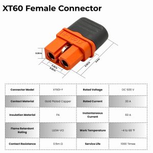 10AWG XT60i to O Ring Terminal Cable 15FT, Solar Battery Charging Cable with XT60i Connector Silicone Wire for Inverter Power Station RV Off Grid
