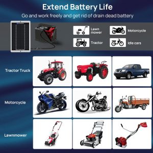 ECO-WORTHY Solar Battery Charger 12 Volt Waterproof Portable Power Solar Panel Solar Trickle Car Battery Charger Maintainer for Car Truck Boat RV Motorcycle Marine Trailer Battery,Plug and Play