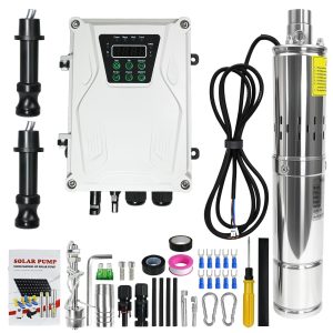 500W DC 48V 3" Solar Deep Well Pump Complete Kit - with MPPT Controller, 8.8FT Cable - Stainless Steel Submersible Pump - Max head 393FT, 7.9GPM Flow, 1" Outlet for Industrial Irrigation Water Tank