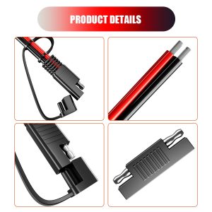 BERLAT 4 Pack SAE Extension Cable, 14Awg 30Cm Automotive Dc Power Extension for Solar Battery Connection and Transfer, and Automotive Batteries Transfer etc-with Protective Cover
