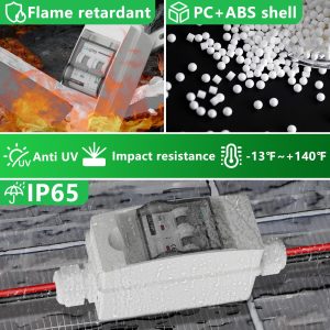 CNLonQcom Solar Disconnect Switch 63A DC1000V Circuit Breaker 2P with PV Connector and IP65 Small Breaker Box and Wall Hooks for Outdoor PV Stystem, Battery, PV Array MCB