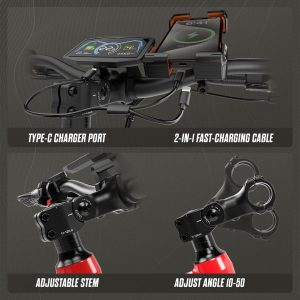 PUJH 5000W Dual Motors Adults Electric Bike, 60V 20Ah 26" Fat Tire Fast Ebike, Max 45 mph up to 100 Miles Full Suspension Hydraulic Disc Brake Class 3 Ebike Off Road Mountain Hunting for Men (Red)