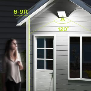 JACKYLED Solar Lights Outdoor with Motion Sensor, 113LED Cool White Solar Flood Lights, Waterproof Dusk to Dawn Solar Powered Security Spot Lights for Porch Patio Yard Garage, 1 Pack