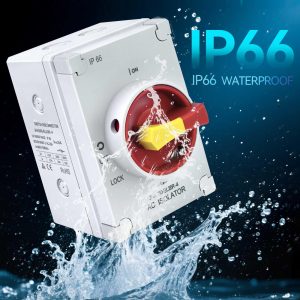 20Amp AC Disconnect Switch 4-Pole AC 800V IP66 Waterproof Isolation PV On Off Rotary Switch Ac Disconnect Box Outdoor Breaker Power Off ﻿
