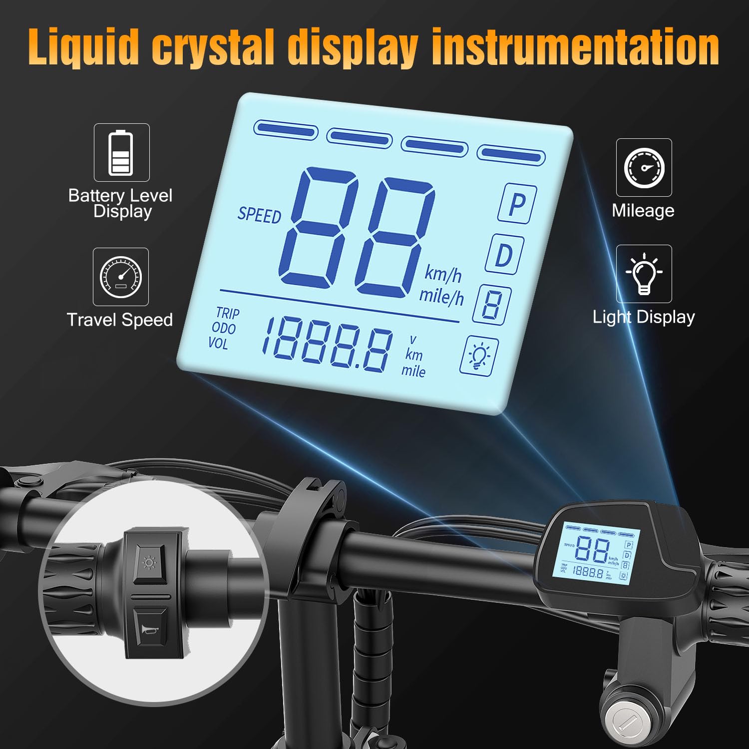 Pikabike Folding Electric Bike for Adults, Powerful 1200W Peak Motor, 20MPH Speed, 45 Miles Max Range, 48V Removable Battery, 14" Electric Bicycle for Commuting, Daily Riding, Lightweight & Portable - Image 5