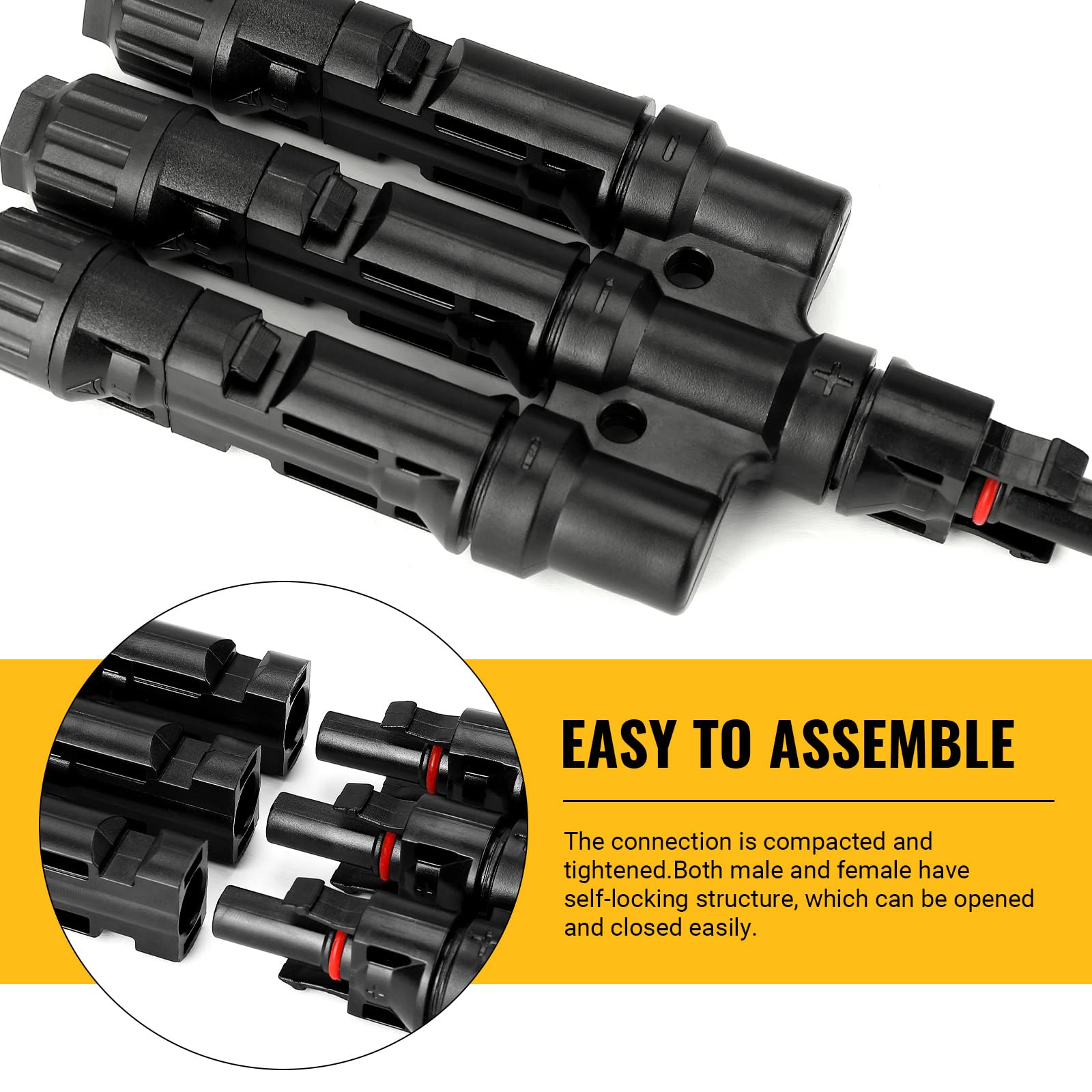 BougeRV Solar Branch Connectors 3 to 1 Y Connector for Parallel Connection Between Solar Panels (1 Pair) - Image 5