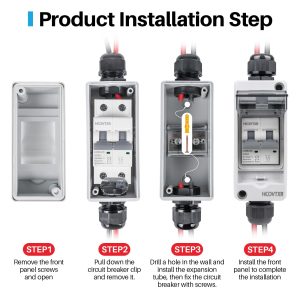 HCOVTXR 63 Amp Solar Panel Disconnect Switch,1000 VDC Solar Circuit Breaker with PV Cable,IP65 Disconnect Box Outdoor for Solar Power Panels