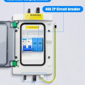 40A DC Solar Disconnect Switch – IP65 PV Circuit Breaker Box, 500V PV Disconnect Switch with Surge Protector & Solar Panel Connectors (Plug-and-Play)