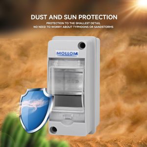 Mollom Solar Panel Disconnect Switch 400V 60Amp IP65 Breaker Box with 2P DC Miniature Circuit Breaker for PV Home Outdoor Battery