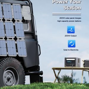 200W Portable Solar Panel, IP68 Waterproof Foldable Compact Solar Charger for Portable Power Station, Solar Panel for Camping RV Travel Outdoor Adventures