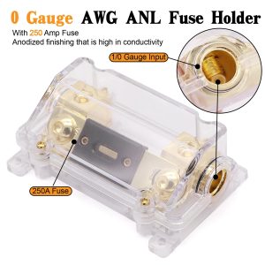 1/0 Gauge Battery Cable Wire Copper Clad Aluminum CCA Amp Wiring Kit 40FT Black/Red for Automotive Power Ground,Car Audio Speaker,Inverter Truck with 250A ANL Fuse Holder Lug Terminal Heat Shrink Tube