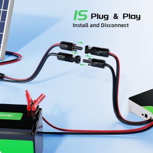 Bateria Power 20Ft 10AWG Solar Panel Extension Cable, 6mm² Twin Wire Conductor Parallel Solar Wire Adapter Kit with Waterproof Female & Male Solar Connectors for RV, Marine, Photovoltaic Systems