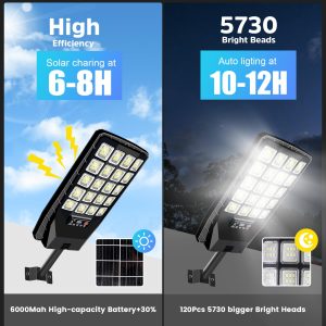 JWT 4 Pack Solar Street Lights Outdoor Waterproof - Solar Powered Flood Light with Motion Sensor & Remote Control 6500K 20000LM,Dusk to Dawn Commercial Solar Lights Outdoor for Parking Lot