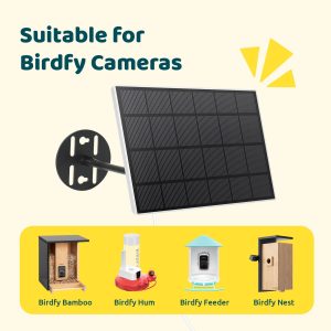 NETVUE Solar Panel for Bird Feeder Camera only, Type-C Charger, IP65 Waterproof for Outdoors, 3W Continuously Power Supply, 360° Swivel Bracket