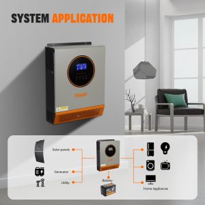 PowMr 2400W Solar Inverter, 24VDC to 110V/120VAC, Pure Sine Wave with 50A PWM Charge Controller, for Homes, RV, Hybrid Inverter for 24V Lead-Acid, Sealed Gel/AGM Battery, Off-Grid Systems