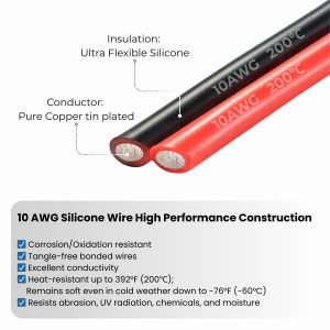 10AWG XT60i to O Ring Terminal Cable 15FT, Solar Battery Charging Cable with XT60i Connector Silicone Wire for Inverter Power Station RV Off Grid