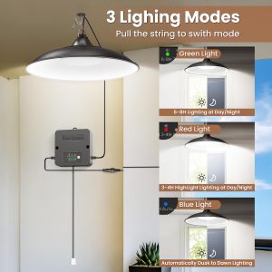 APILAB Solar Shed Light Indoor Outdoor, 2000LM Daytime Available Pendant Light with Pull String, Dusk to Dawn, 3 Lighting Modes Solar Lights Indoor, IP65 Waterproof for Barn, Gazebo, Shop, Garage
