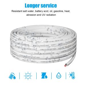 Kimbluth 8 Gauge Duplex Marine Wire Tinned Copper Boat Cable, 10ft 8 AWG Standard USA OFC Oxygen Free Copper Wire for Automotive Boat Speakers Solar Outdoors