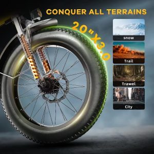 1000W Folding Electric Bike, 48V 20AH Large Removable Battery E Bike, 30+MPH, 80 Miles Max Range, 20" Fat Tire Electric Bike for Adults, Adult Electric Bicycles for Long Commutes-Green 80 Miles