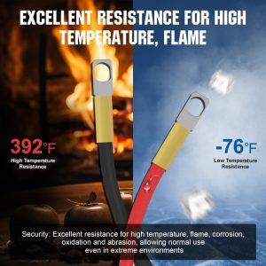 ECO-WORTHY 9AWG Battery Cable with 13/64'' Lug Terminals 12inch Cables Set Tinned Copper Battery Inverter Cable for Car, Truck, RV, Solar