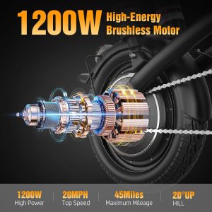 Pikabike Folding Electric Bike for Adults, Powerful 1200W Peak Motor, 20MPH Speed, 45 Miles Max Range, 48V Removable Battery, 14" Electric Bicycle for Commuting, Daily Riding, Lightweight & Portable