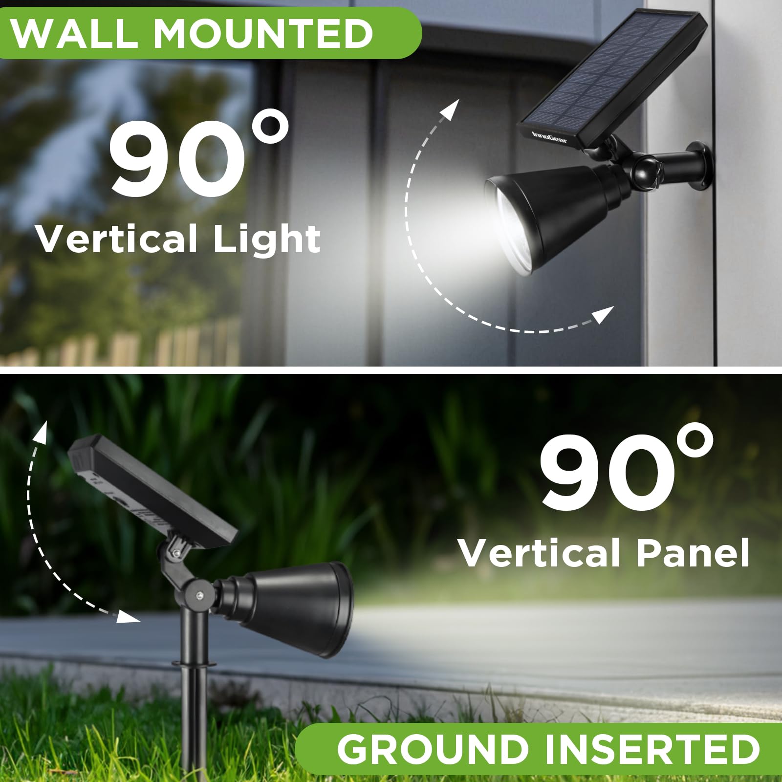 InnoGear Solar Lights Outdoor Waterproof Solar Garden Light for Outside Yard Landscape Lighting Pathway Spot Lights Spotlight Wall Light Auto On/Off, Pack of 2 (White) - Image 4