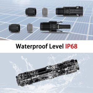 8AWG Solar Panel Connectors IP68 Waterproof 1500V 70A Solid Tinned Copper Terminal Black 5 Pairs for Solar PV Cable(10mm²)