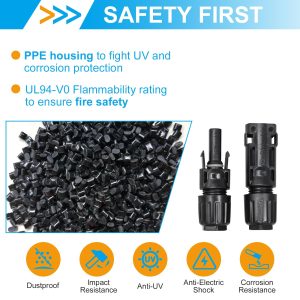 Slocable 8AWG Solar Panel Connector 10mm2, 1500V IP68 Waterproof 70A PV Plug Tinned Copper Pins,5 Pairs