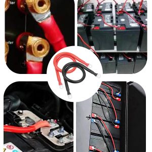 BESTEK 1/0 AWG Gauge Red and Black Battery Cables 5/16" in Lugs, 12 inch Pure Copper Power Inverter Cables for Solar, RV, Car, Boat, (Positive and Negetive)
