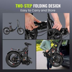 Vivi MT20UL Foldable Electric Bike 20" x3.0 Fat Tire Electric Bike with 48V 499.2WH Removable Battery, Peak 1000W, Up to 50 Miles EBike, 7-Speed, 21.7MPH, Cruise Control, SGS Certified to UL2849