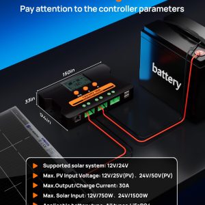ECO-WORTHY Solar Charge Controller 30A with Bluetooth,WiFi, APP Remote Connection, Solar Panel Custom Battery Regulator, Dual USB Port Auto 12V/24V PWM for FLD/LiFePO4/SLD/GEL RV Solar System