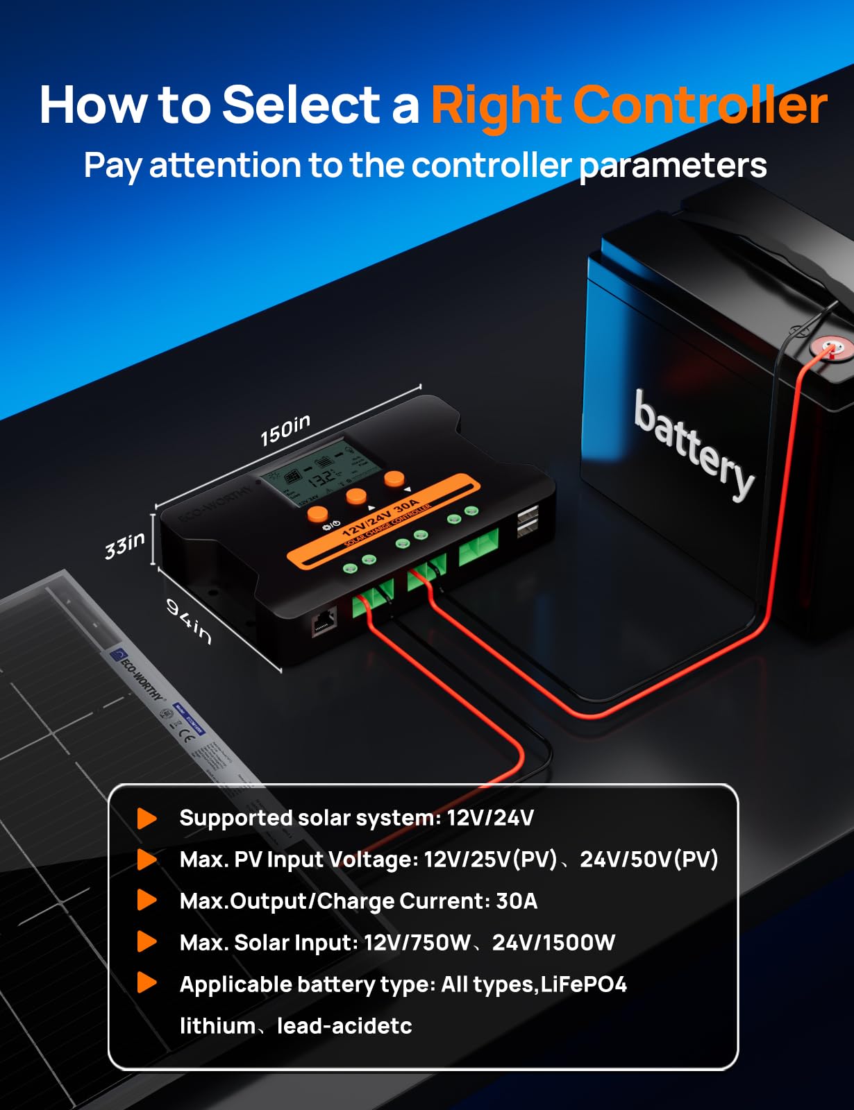ECO-WORTHY Solar Charge Controller 30A with Bluetooth,WiFi, APP Remote Connection, Solar Panel Custom Battery Regulator, Dual USB Port Auto 12V/24V PWM for FLD/LiFePO4/SLD/GEL RV Solar System - Image 9