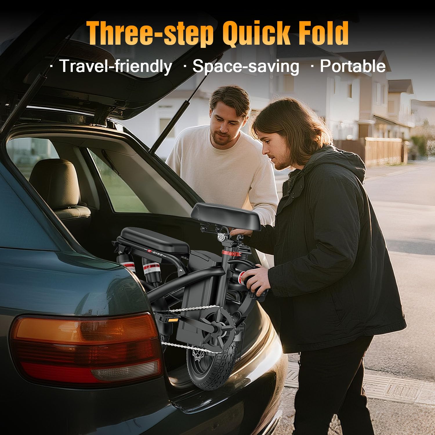 Pikabike Folding Electric Bike for Adults, Powerful 1200W Peak Motor, 20MPH Speed, 45 Miles Max Range, 48V Removable Battery, 14" Electric Bicycle for Commuting, Daily Riding, Lightweight & Portable - Image 4