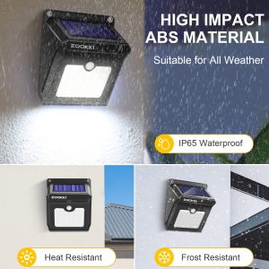 ZOOKKI Solar Outdoor Lights -120° Illumination Solar Motion Sensor Lights Outdoor - IP65 Waterproof Wireless Security Outdoor Solar Powered Lights for Garden Fence Patio Deck(28LED 4-Pack)