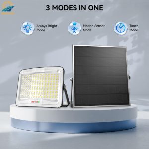 Adewalk Outdoor Solar Lights with 150 Large LEDs Beads 7000K, Motion Sensor Solar Flood Lights Dusk to Dawn Lighting with 16ft Cable IP65 Waterproof, Outside Security Flood Light for Yard Porch Barn