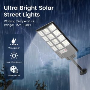 CVCPBU Solar Street Lights Outdoor, 10000K Super Bright LED, Waterproof IP65, Motion Sensor, Dusk to Dawn, Easy Install for Yard, Parking Lot, Commercial Area, Security Light for Outside, 2 Pack