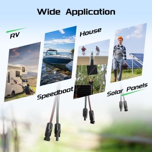 Bateria Power 20Ft 10AWG Solar Panel Extension Cable, 6mm² Twin Wire Conductor Parallel Solar Wire Adapter Kit with Waterproof Female & Male Solar Connectors for RV, Marine, Photovoltaic Systems