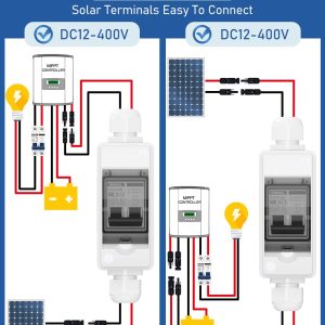 DIHOOL DC Circuit Breaker, Non Polarized, 20 Amp, 2 Pole, 12V - 400V, AC DC Disconnect Switch Box Outdoor, Battery Cutoff Isolator, PV Array MCB