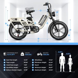 Dual Battery Electric Bike for Adults, 160 Miles Long Range Cargo Ebike with 48V 60AH Removable Battery, 1450W Peak Motor 34MPH Electric Bicycle, 20" x 4" Fat Tire Hydraulic Disc Brakes E Bike Grey