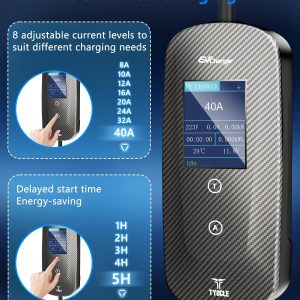 2025 New Portable Level 2 EV Charger (40Amp, 240V, NEMA 14-50P) with 23 Ft Cable. The Mobile Electric Vehicle Equipment Works Home Car Charging, Offering Charging for EV Model