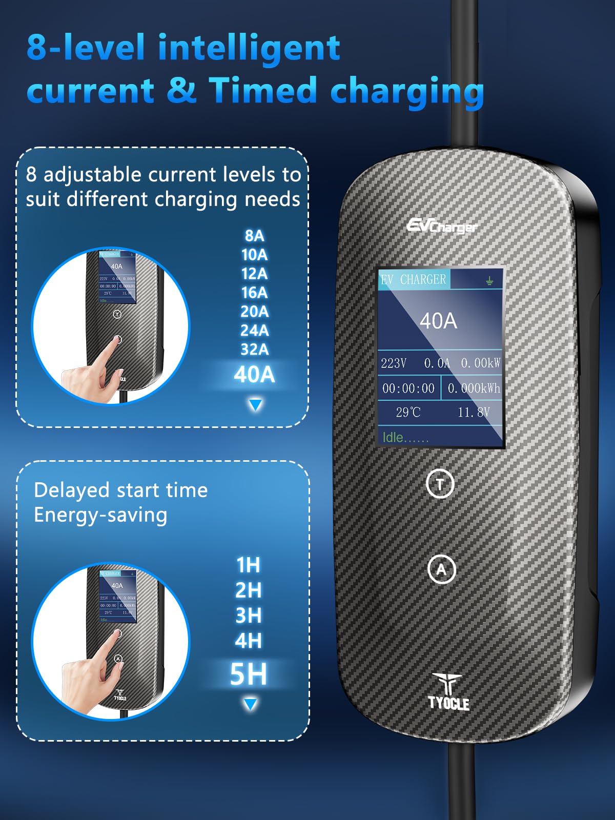 2025 New Portable Level 2 EV Charger (40Amp, 240V, NEMA 14-50P) with 23 Ft Cable. The Mobile Electric Vehicle Equipment Works Home Car Charging, Offering Charging for EV Model - Image 6