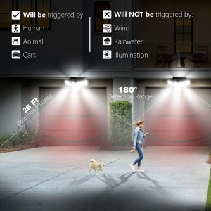AmeriTop Solar Lights Outdoor, 2 Pack 300 LED High Brightness Cordless Solar Motion Sensor Lights; 4 Adjustable Heads,320° Wide Angle Illumination, IP65 Waterproof, Security LED Flood Light(Daylight)