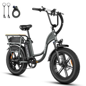 Mukkpet Breeze Electric Bike for Adults, Peak 1500w Motor 30AH Dual Batteries Ebike, 120Miles Two Seater Cargo Electric Bike, 20” *4.0 Fat Tire Ebikes for Adults UL2849 Certified