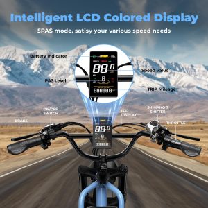 Dual Battery Electric Bike for Adults, 160 Miles Long Range Cargo Ebike with 48V 60AH Removable Battery, 1450W Peak Motor 34MPH Electric Bicycle, 20" x 4" Fat Tire Hydraulic Disc Brakes E Bike Blue