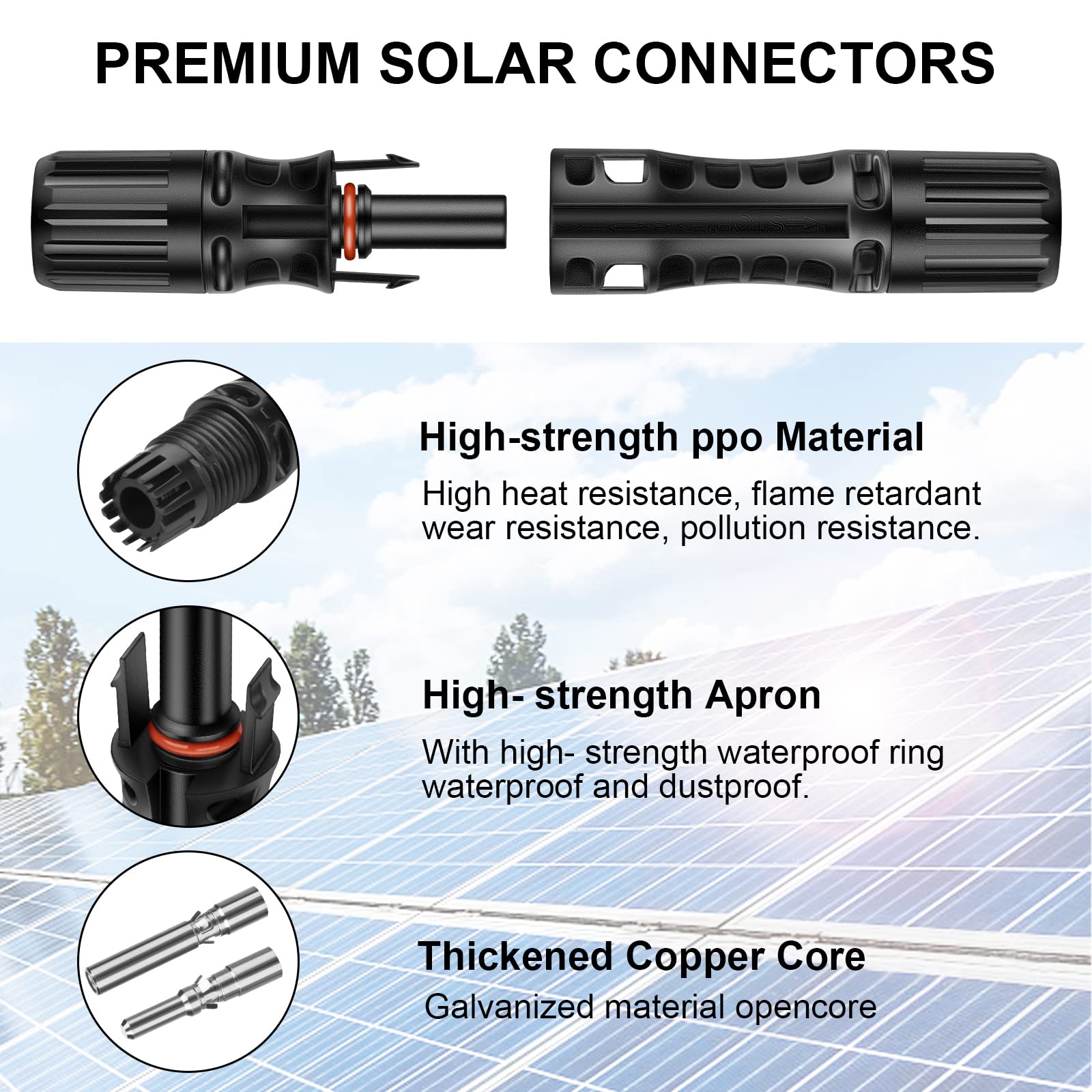 Geosiry 16 PCS 8AWG Solar Connectors with Spanners, 8 Pair Solar Panel Connectors Male/Female (8 Pairs 8AWG Solar Connectors) - Image 7