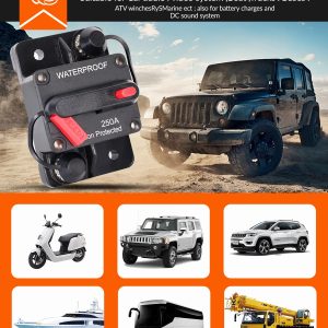 BULVACK 250Amp Circuit Breaker for Boat Trolling Motor Marine ATV Trailer Vehicles Stereo Audio Electronic Battery Solar System Inline Fuse with Manual Reset Switch Waterproof DC 12V-48V (250A)