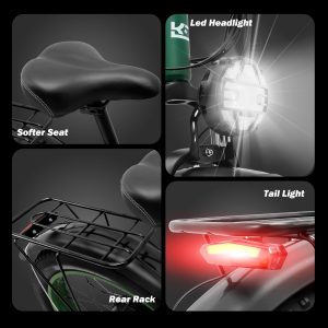 Dakeya Electric Bike for Adults - Peak 1600W Motor 31MPH Ebike, 48V 16AH Removable Battery, 7 Speed Gear E bike with 26"x 4.0 Lockable Fat Tire UL Certified, Commute Electric Bicycles for All Terrain